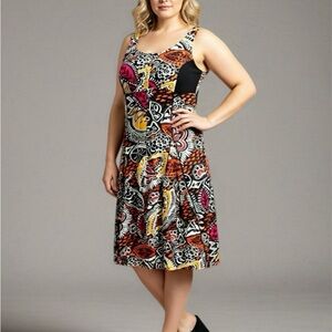 ALLER SIMPLEMENT- Dress Sleeveless Printed Shift Maxi V Neck Size L/XL